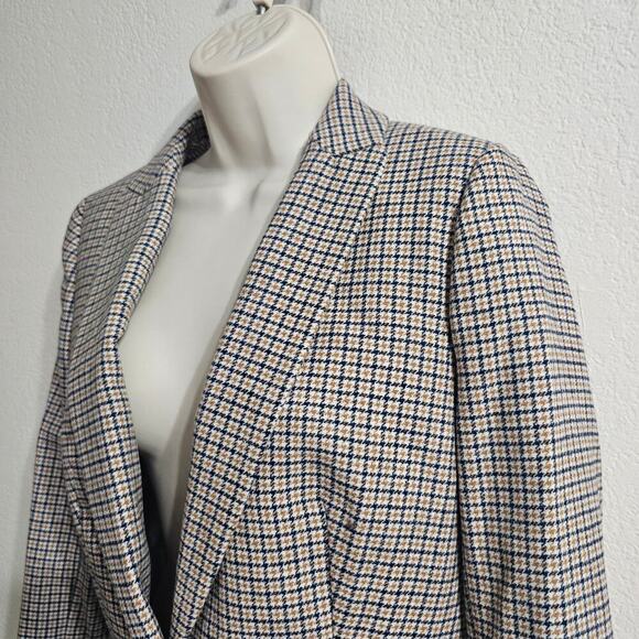 J CREW FACTORY Checkered One-Button Blazer Yellow Blue Size 4 NWT - Picture 5 of 9